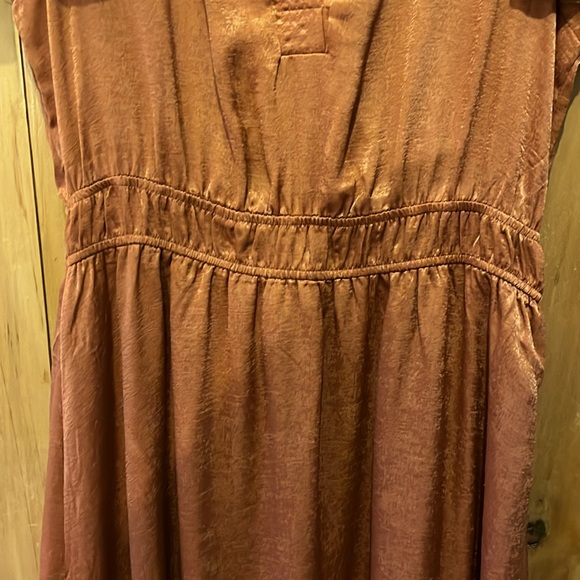 Vintage Charm - Super cute for fall - crushed satin long dress rust size large - Picture 3 of 6